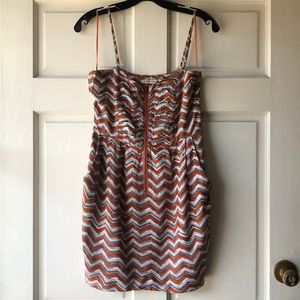 XTAREN Cognac zigzag Spaghetti Straps Dress M